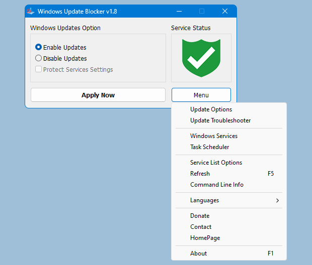 Windows Update Blocker interface preview